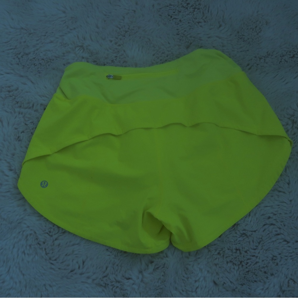 Neon yellow lululemon shorts